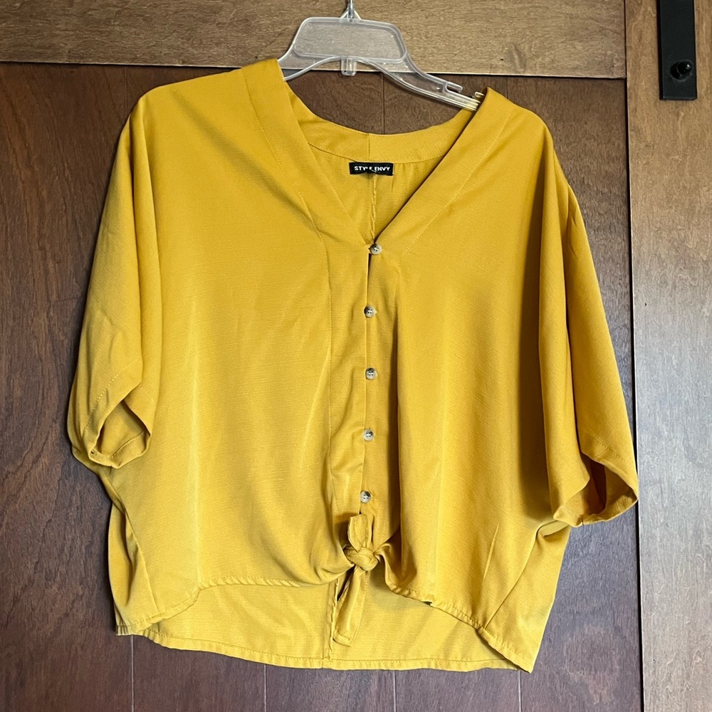 Mustard Button Up Crop Top!